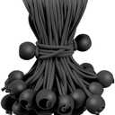 Skytened 60PCS 4inch Black Ball Bungee Cords, Heavy Duty Outdoor Bungee Cord with Balls, Tarp Tie Down Bungee Balls for Shelter, Camping, Cargo,Tent Poles UV Resistant