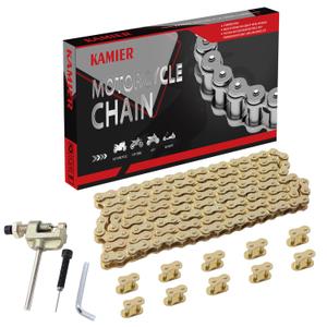 KAMIER #35 Drive Chain 140 Links Gold with Chain Breaker Tool for 79cc 97cc 100cc 2.8hp Coleman CT100U CC100X RB100 Mega Monster Moto MMB80 MMB105 Baja Doodle Bug DB30 Motovox Mini Bike Go Kart Parts
