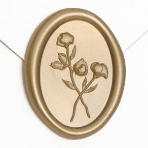 UNIQOOO Wax Seal Stickers - 3D Flower Oval Shape Wedding Invitation Envelope Seal Stickers, 50 Pcs Self- Adhesive Prosecco Metallic Light Gold Sticker, Perfect for Invitation, Christmas, Gift