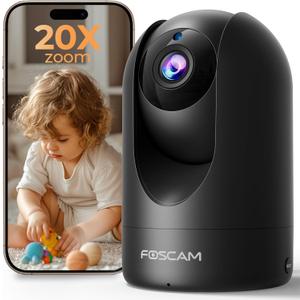 FOSCAM Home Security Camera R4S 4MP WiFi IP Camera,Wireless Baby Monitor with AI Human Detection Sound Detection 33ft Night Vision 2 Way Audio Camera Compatible with Alexa Black