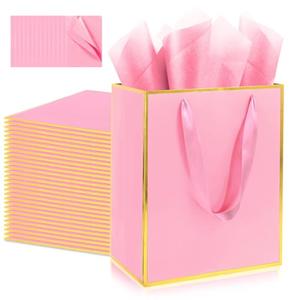 Addblu 28 Pack Bulk Luxury Gift Bags with Handles, Medium Size 9x7x3.15 Inches - Includes 28 Tissue Papers for Wedding, Birthday, Baby Shower, Easter, Mother's Day & Party Favors