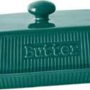 8oz Butter Dishes with Lid for Countertop, Ceramic Butter Holder with Knob Handle, Porcelain Butter Keeper, Large Butter Tray Butter Container for East & West Coast Butter, Farmhouse Kitchen Decor