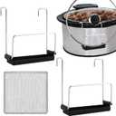 2 Pack Slow Cooker Lid Holder, Stainless Steel Lid Rack with Silicone Sink for Crock Pot, Mess-Free Cooking Utensil Rest, Holds Lids Securely, Perfect for Busy Home Chefs