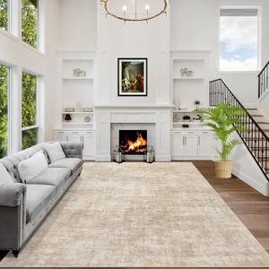 5x7 Area Rugs Washable Rug: Modern Abstract Living Room Rug Soft Anti-Skid Thin Carpet Indoor Floor Non-Shedding Carpets for Bedroom Dining Room Farmhouse Nursery Home Office - Beige