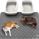 Conlun Cat Litter Mat Litter Trapping Mat, 47" x 35" Premium Durable PVC Grid Mesh with Scatter Control, Non-slip, Less Waste Cat Litter Box Mat, Soft on Kittys Paws, Urine Waterproof