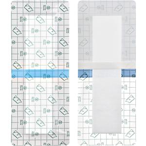 14 Pcs Long Waterproof Bandage 4"x12" for Post Knee Replacement Hip Surgery Recovery Shower Protector Surgical Incision Adhesive Larger Wounds Cover Island Dressing Bordered Gauze