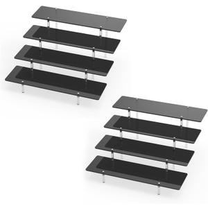 Acrylic Display Stands Risers, Perfume Cologne Organizer, Black 4 Tier Cupcake Stand Riser Shelf Compatible with Funko Pop Figures Food Dessert Makeup Skincare Cosmetics Lotion Organizer (2 PACKS)