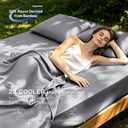 MR&HM Queen Sheet Set, 4-Piece Cooling Sheets, Rayon Derived from Bamboo & Polyester Blend, Soft & Silky, 15" Deep Pockets with Elastic Straps, Hotel Luxury for Hot Sleepers, Silver Grey