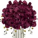 6PCS 32" Artificial Orchid Stems Purple Butterfly Orchid Faux Phalaenopsis Flowers for Home Wedding Centerpieces Office Table Decorations Real Touch Silk Orchids for DIY Floral Arrangements