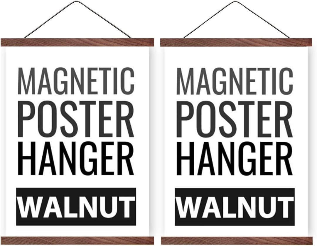 Magnetic Poster Hanger Frame for 18x24 18x18 18x12 Movie Music Posters Wall Art, Walnut Wood Picture Frames for Large Canvas Diamond Map Decor, Living Room Calendar Banner Tapestry Photo Hanging Stand