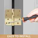 6 Pack Gold Ball Bearing Door Hinges, 4.0 x 4.0 Inches Heavy-Duty Stainless Steel Door Hinges for Exterior & Interior Doors, Square & 5/8'' Radius Corner