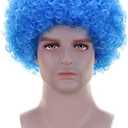 FREE BEAUTY Fluffy Afro Synthetic Clown Wig for Men Women Cosplay Anime Party Christmas Halloween Fancy Funny Wigs (Blue)