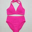 BMJL Women's High Waisted Bikini Sets Sporty Two Piece Swimsuits Color Block Cheeky High Cut Bathing Suits S