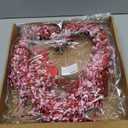 Valentines Day Wreath, 17in Valentines Wreaths for Front Door Outside, Valentines Day Heart Wreath Decorations Decor Outdoor Indoor with Red and Pink Forsythia Heart-Shaped Wooden Sign