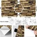 Peel and Stick Wallpaper Brick Stone wallpaper 17.7 " x 118 " Self-Adhesive Wallpaper Stone Contact Paper 3D Wall Paper Stone Brick Textured Vintage Removable Wallpaper for Fireplace Kitchen Vinyl