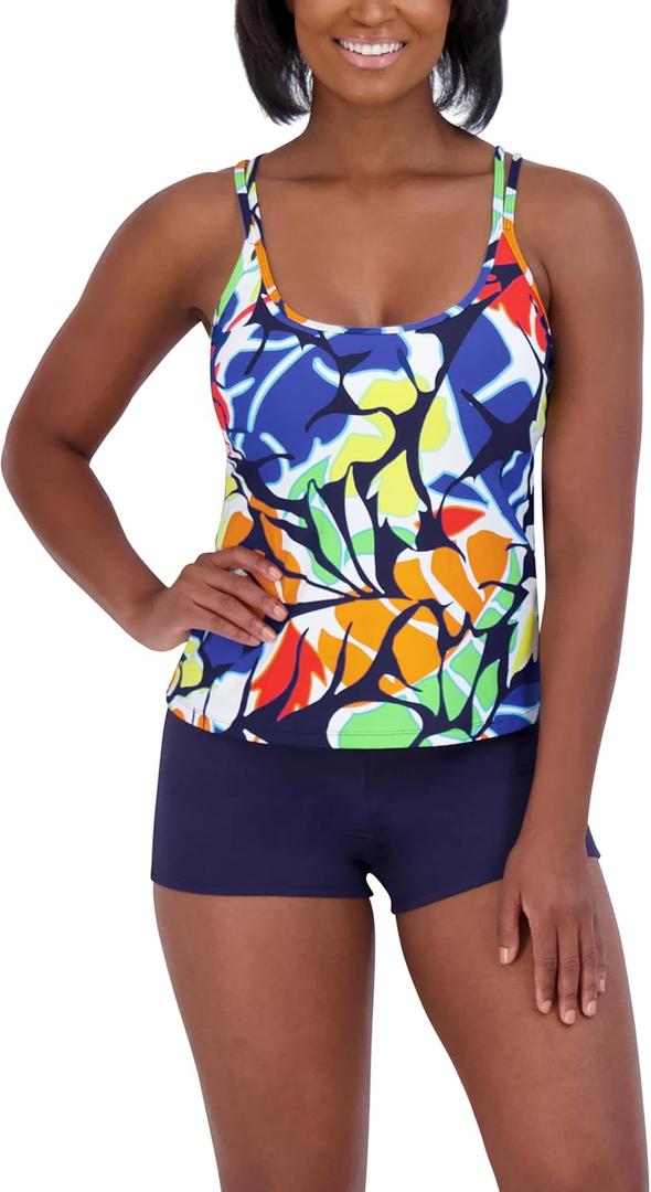 Nautica Women's Tankini Swimsuit Top Quick-Dry, UPF+, Swim, Beach, Pool & Resort Wear (Floral) Small