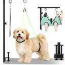 Dog Grooming Table Arm, 31.5"-43.3" Adjustable Pet Stand with Hammock & Clips  3-in-1 Grooming Kit for Nail Trimming, Haircut & Drying, Home Supplies for Small Dogs