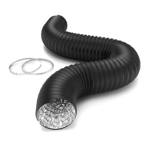 Simple Deluxe 8 Inch Flexible Air Aluminum Ducting, 8-Feet Long Vent Hose for HVAC Ventilation and Exhaust, 2 Clamps, Black