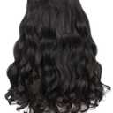 HANNE Yaki Curly Clip In Hair Extensions 8 Pcs Black 18 Inch Hair Pieces for Women Clip Ins Clip on Hair Extensions for Women (8PC-1B, 18-Inch)