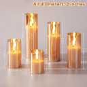 Gold Glass Flameless Candles with Remote Batteries, Flickering Slim LED Pillar Candles Home Table Decor Set of 5