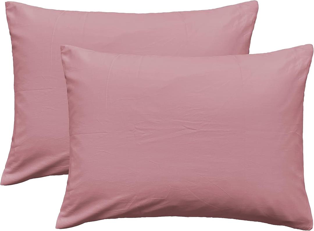 iMaylex Soft 100% Egyptian Cotton Zipper Pillow Case, Cozy and Lightweight Pillowcase, Set of 2, Lotus Pink, Standard, 20" x 26"