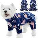 ROZKITCH Dog Winter Coat Soft Dog Fleece Pajamas, Pet Windproof Warm Cold Weather Jacket Vest with Reflective Zipper, Jumpsuit Apparel Outfit Clothes for Medium Dog Dinosaur M