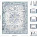 8x10 Area Rugs for Living Room - Washable Rug Vintage Distress Boho Medallion Rugs for Bedroom, Soft Non-Slip Backing Low Pile Carpet for Dining Room Office Nursery Home, Blue Grey Purple