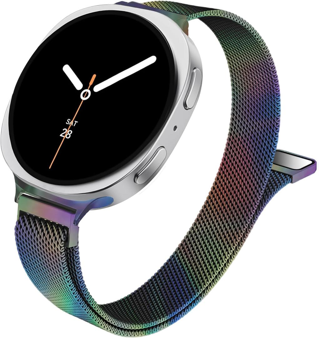 Slim Metal Band Compatible with Samsung Galaxy Watch 8 40mm 44mm/Galaxy Watch 8 Classic 46mm,Mesh Magnetic Stainless Steel Strap Milanese Loop Wristband Women Men