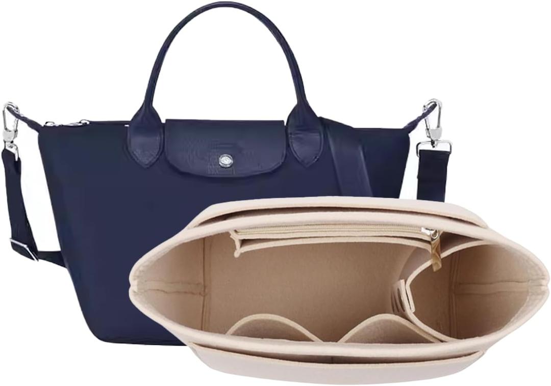 D.DUO Tote organizer, Longchamp organizer insert for Longchamp Le Pliage Neo crossbody bag(M(14.5x5.9x9.8), Beige) 