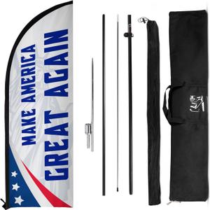 "Patriotic Red White and Blue Feather Flag  Double-Sided Yard Banner with Ground Spike  Eye-Catching Outdoor Decoration for Homes and Events  Show Your 2025 Support on Holidays"