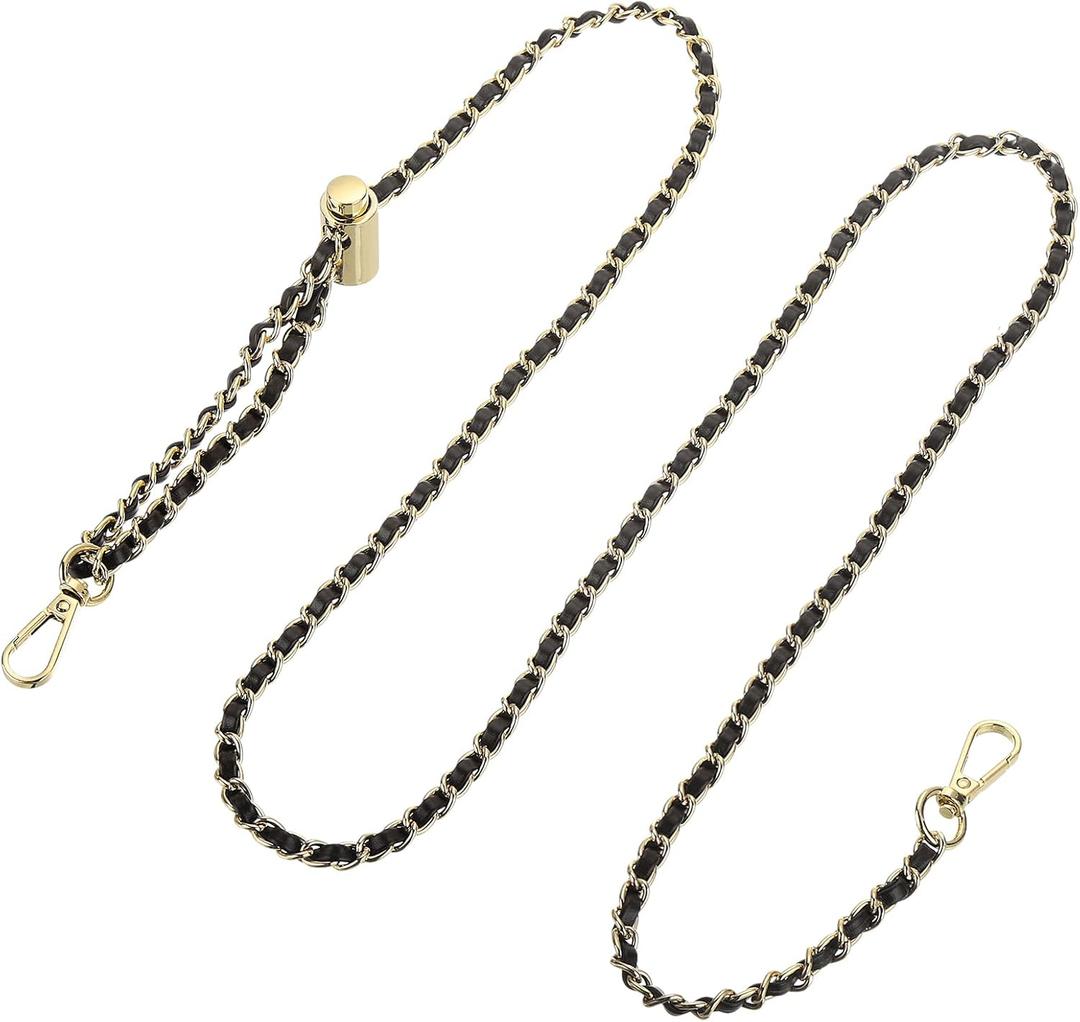 uxcell Purse Chain Strap, 55 Inch Adjustable Bag Chains Strap Replacement Crossbody Chain Strap Handbag Chains for DIY Wallet Clutch Bags, Black/Light Gold