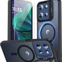 for Motorola Moto G Stylus 5G 2025 Case, Fits MagSafe, with Built-in Camera Ring Stand & Sceen Protector, Slim Translucent Matte Military-Grade Drop Protection Magnetic Cover, Black