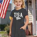 TIEEI 4th of July Dress Mother Daughter Matching Dresses 4th of July Short Sleeve Outfits (Gray)