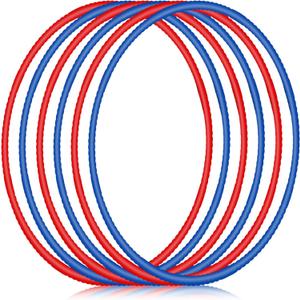 Halloscume 6 Pcs Exercise Hoop Detachable Fitness Rings Adjustable Plastic Toy Fitness Hoop Playground Toys Colored Circles for Teens Games Gymnastics Agility, 28 Inch (Dark Blue, Red)