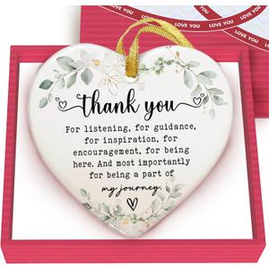 GOSSBY Heart-Shaped Thank You Ornament - Thank You Gift for Women - Christmas, Appreciation Gift for Teacher, Coworker, Employee, Boss, Friend - Christmas Tree Ornament Decor Idea 2025