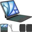 Keyboard Case for iPad Air 11-inch 2026 (M4/M3/M2) & iPad Pro 11 inch(1/2/3/4 Gen), Magic-Style Keyboard for iPad Air 5th/4th, 11-Color Backlit, Smart Trackpad with Pencil Buckle, Black