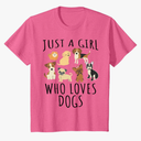 Just a Girl who Loves Dogs - Funny Puppy T-Shirt, kids size S
