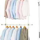 Double Rod Clothes Rack, Adjustable - 2 Tier, Heavy Duty, Freestanding - Supports 220 Lbs, White