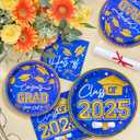 2 x 2025 Graduation Plates and Napkins ,Blue and Gold Class of 2025 Congrats Tableware,Disposable Luncheon Plates & Cocktail Napkins for Graduation Party Decorations,Serve 30