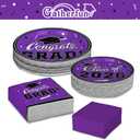 Graduation Party Plates and Napkins Gatherfun 2026 Graduation Party Supplies Purple Disposable Paper Plates Luncheon Cocktail Napkin for Congrats Grad Decorations, Serve 50