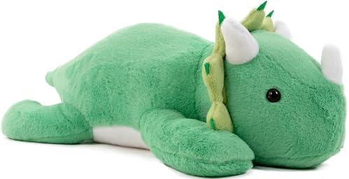GOADQ 2 Pounds Weighted Dinosaur Stuffed Animals, 15.7Inch Green Weighted Dino Plush,Cute Plush Toy Pillow for Kids & Adults, Gift for Thanksgiving, Christmas and Birthday.