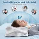 Cervical Neck Pillow - Neck Support Pillows for Sleeping, Contour Memory Foam Pillows for Side, Back & Stomach Sleepers, Ergonomic Neck Pillow with Breathable Cover (Grey)