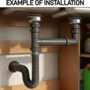 Double Bowl Kitchen Sink Drain Kit End Outlet Waste for 1-1/2 Inch Drains Adjustable Width (11" to 18") PP Tubular Plumbing with Flexible P-Trap Hose & Sealing Tape