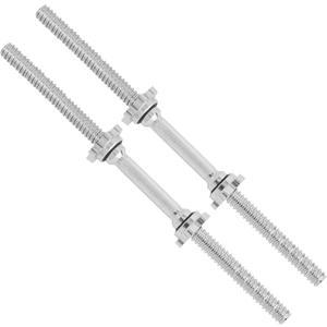 Yes4All Pair of Threaded Dumbbell Handles 14/16/18/24 inch, Chrome/Rubber Grip, Fit 1 Plates, Weight Bar Connector