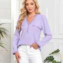 Triratna Long Sleeve Shirts for Women Dressy Button Front Tweed Blouses Business Casual Winter Tunic Tops Office Work (Purple, XL)