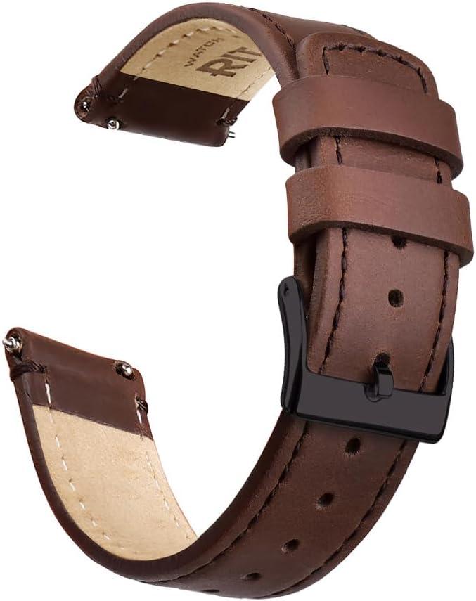 Ritche Christmas Gift Quick Release Leather Watch Band Leather Watch Strap 18mm 19mm 20mm 21mm 22mm 23mm or 24mm for Men and Women, White Elephant Gifts, Stocking Stuffers For Men