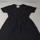 ANRABESS Womens Dresses 2025 Summer Casual Short Sleeve Crew Neck Elastic Waist Mini T Shirt Dress with Pockets (Medium, Black)