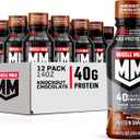 Muscle Milk Pro Advanced Nutrition Protein Shake, Knockout Chocolate, 14 Fl Oz Bottle, 12 Pack, 40g Protein, 1g Sugar, 16 Vitamins & Minerals, 6g Fiber, Workout Recovery, (EXP 03/07/26)