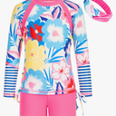 GRACE KARIN Girls Swimsuit Long Sleeve Rashguard Set 2-Piece Bathing Suit, Size 10Y