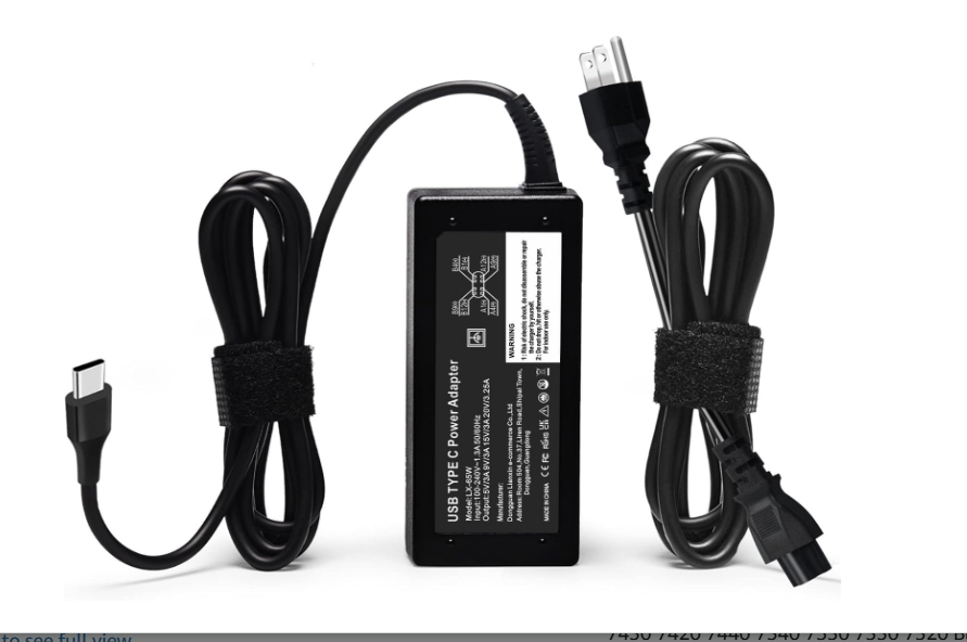 Replacement for 65W Dell Laptop Charger USB-C;Compatible with Dell Latitude/Chromebook/XPS 65 Watt USB Type C AC Power Adapter Cord